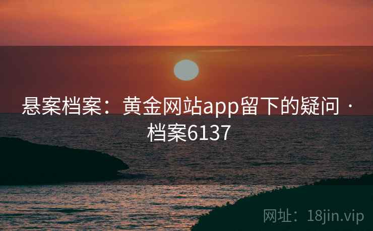 悬案档案：黄金网站app留下的疑问 · 档案6137